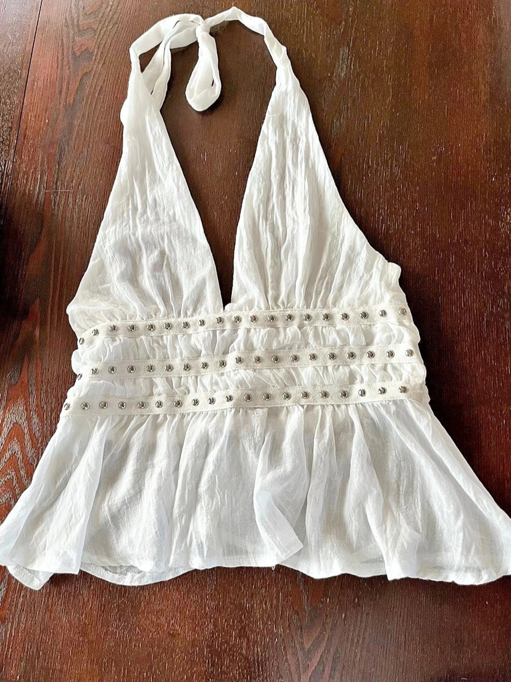 Lotus and Lavender White Studded Halter Crop Top Like New